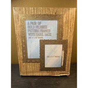 Set Of 2 Vintage Gold Filigree Plastic 8" X 10" & 5"x7" Picture Frames In Box